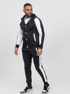 Essential black jersey cotton tracksuit