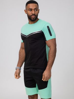 Basic green and black cotton relaxed shortset